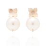 "Poppy" Flower & Pearl Studs - Yellow Gold-Fill