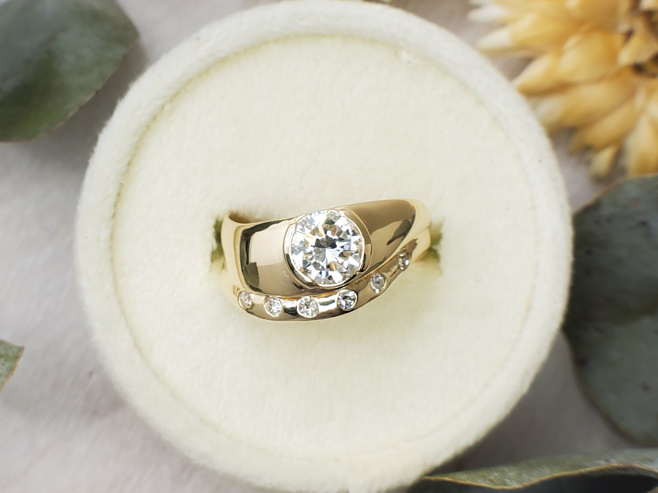 Heirloom Redesign: "Wave" Engagement and Wedding Set