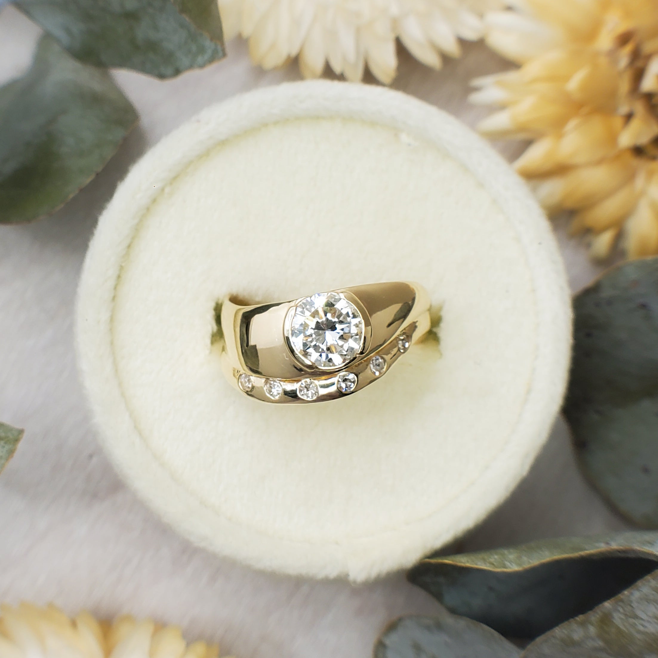 Heirloom Redesign: "Wave" Engagement and Wedding Set