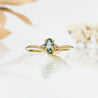 "Lilac" Leaf Ring - Montana Sapphire & Canadian Diamonds, 14K Yellow Gold, Size 6.0