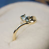 "Lilac" Leaf Ring - Montana Sapphire & Canadian Diamonds, 14K Yellow Gold, Size 6.0