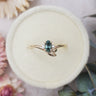 "Lilac" Leaf Ring- Teal Sapphire & Canadian Diamonds - 14K Yellow Gold - Size 7.0 - Ready to Ship
