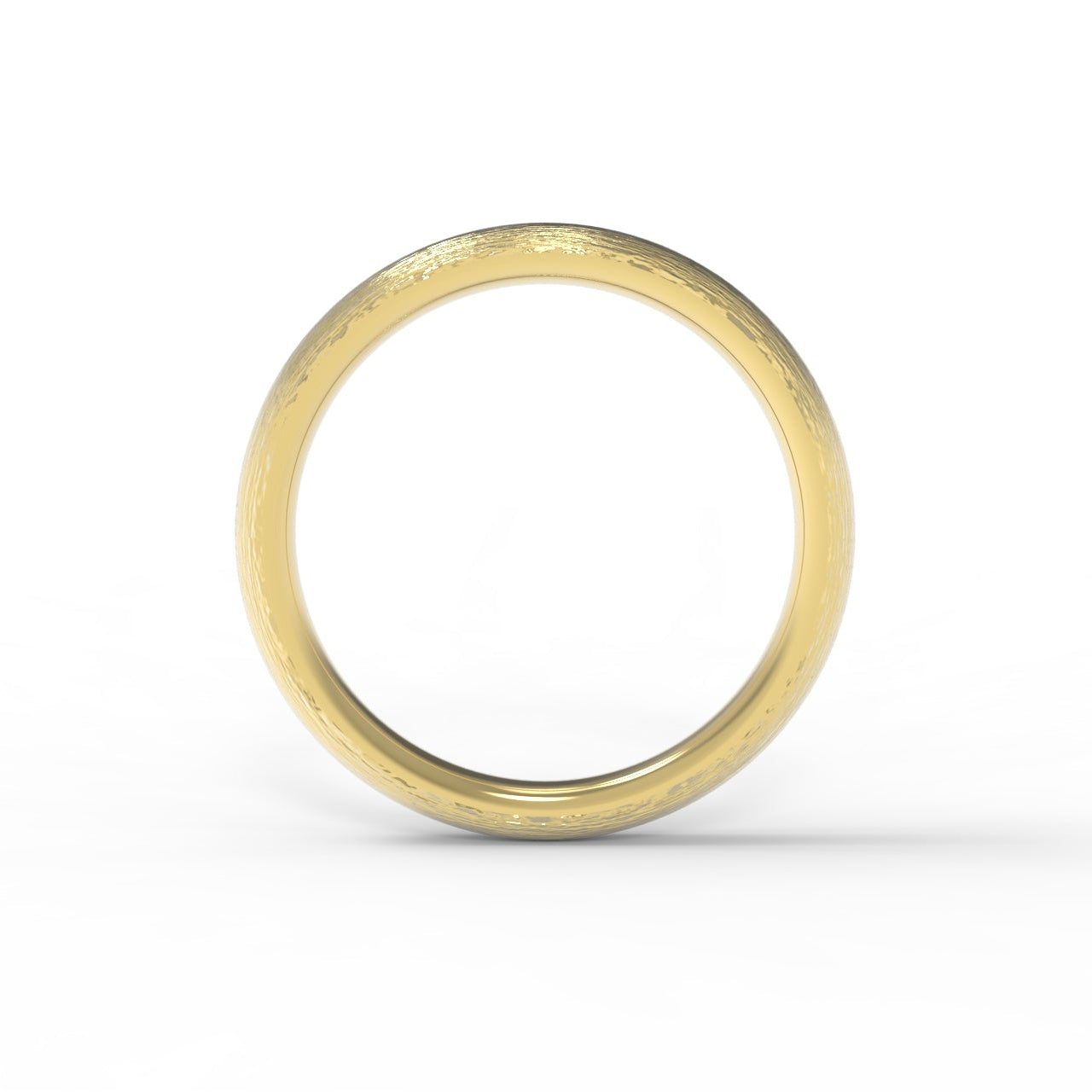 Ethically made in Canada, 14K Yellow Gold nature-inspired textured ring on white background.