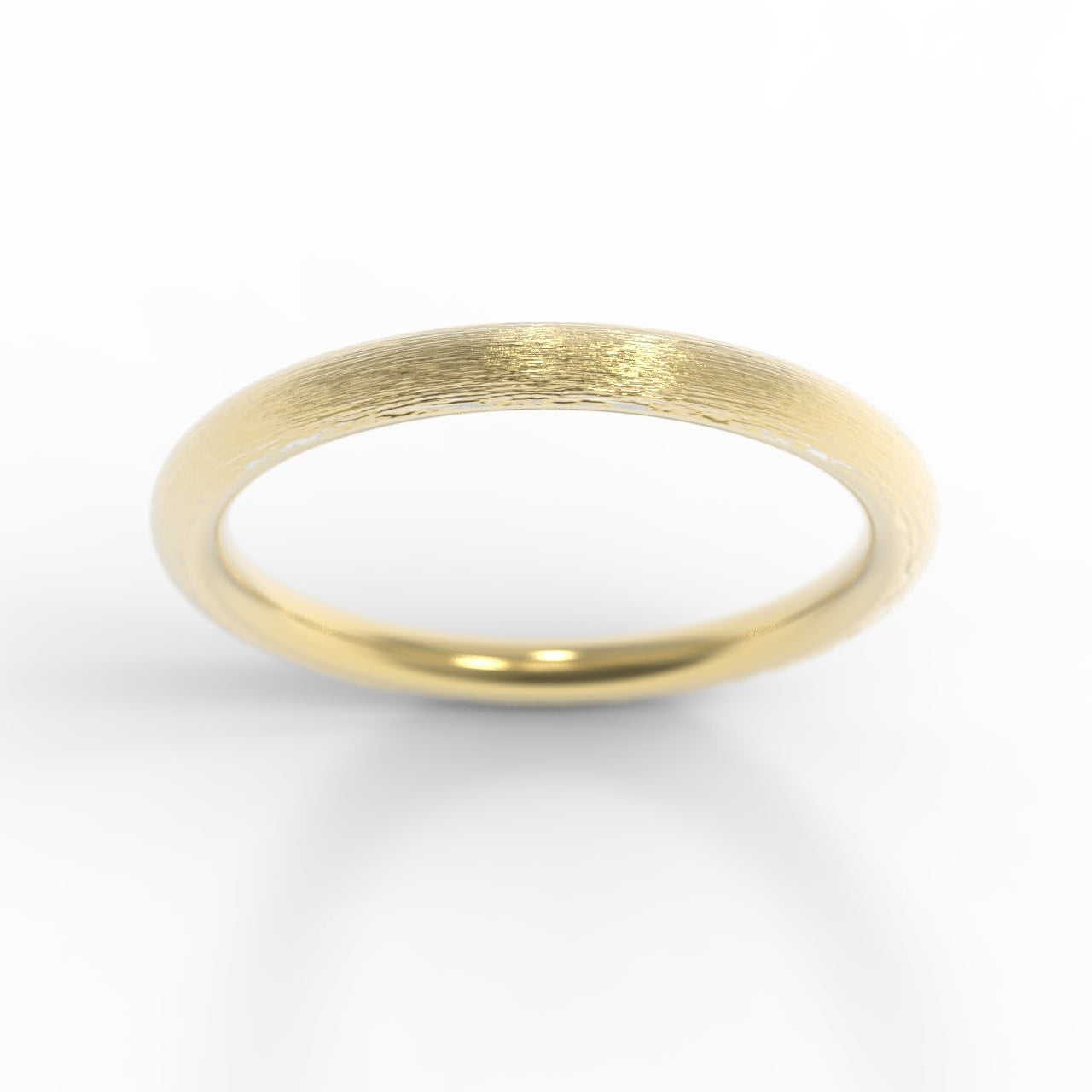 Ethically made in Canada, 14K Yellow Gold nature-inspired textured ring on white background.
