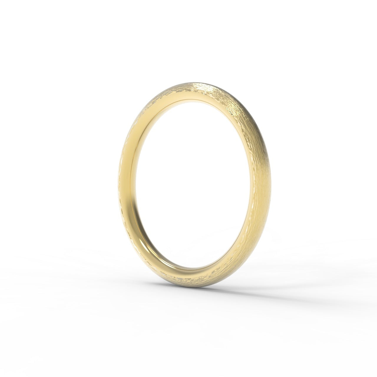 Ethically made in Canada, 14K Yellow Gold nature-inspired textured ring on white background.