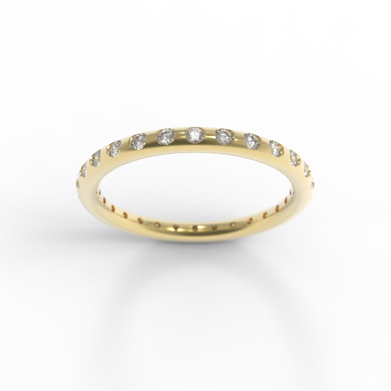 Canadian Diamond Eternity Band in 14K Yellow Gold on white background.
