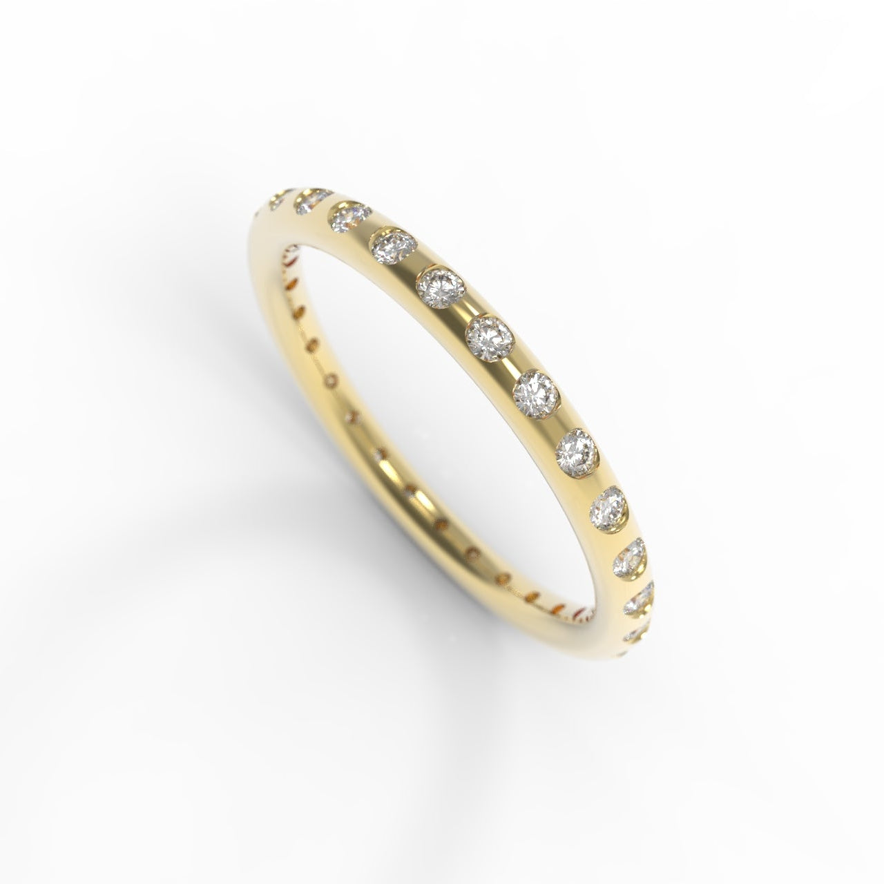 Canadian Diamond Eternity Band in 14K Yellow Gold on white background.