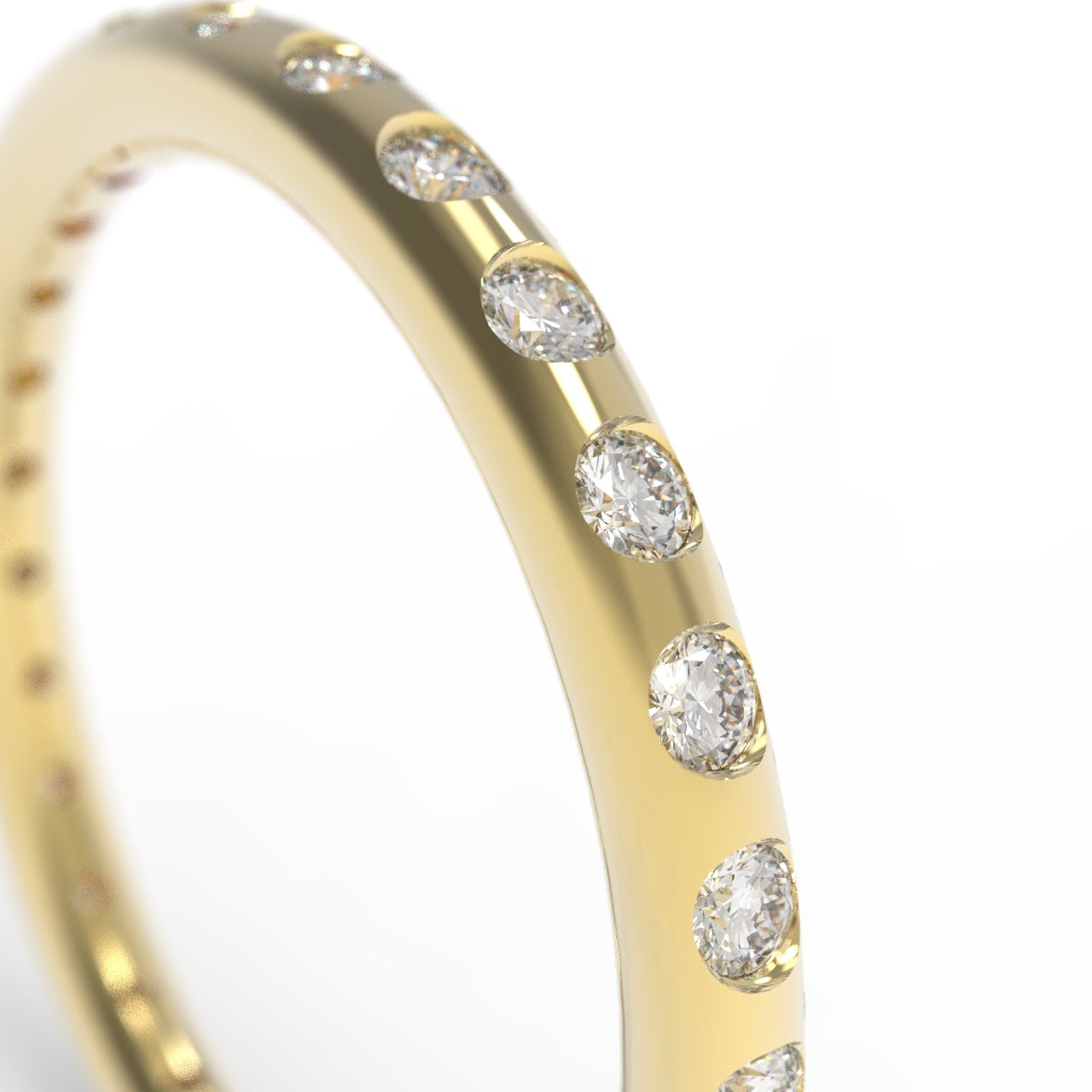 Canadian Diamond Eternity Band in 14K Yellow Gold on white background.
