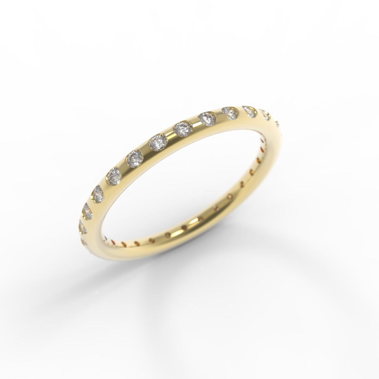 Canadian Diamond Eternity Band in 14K Yellow Gold on white background.