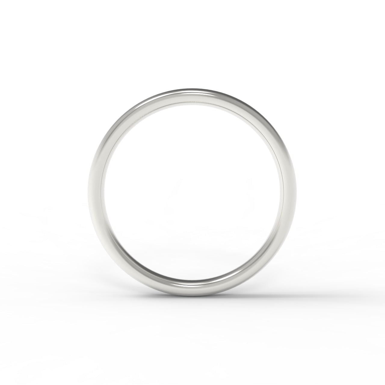 Made in Canada, 14K White Gold Wedding Band on white background.