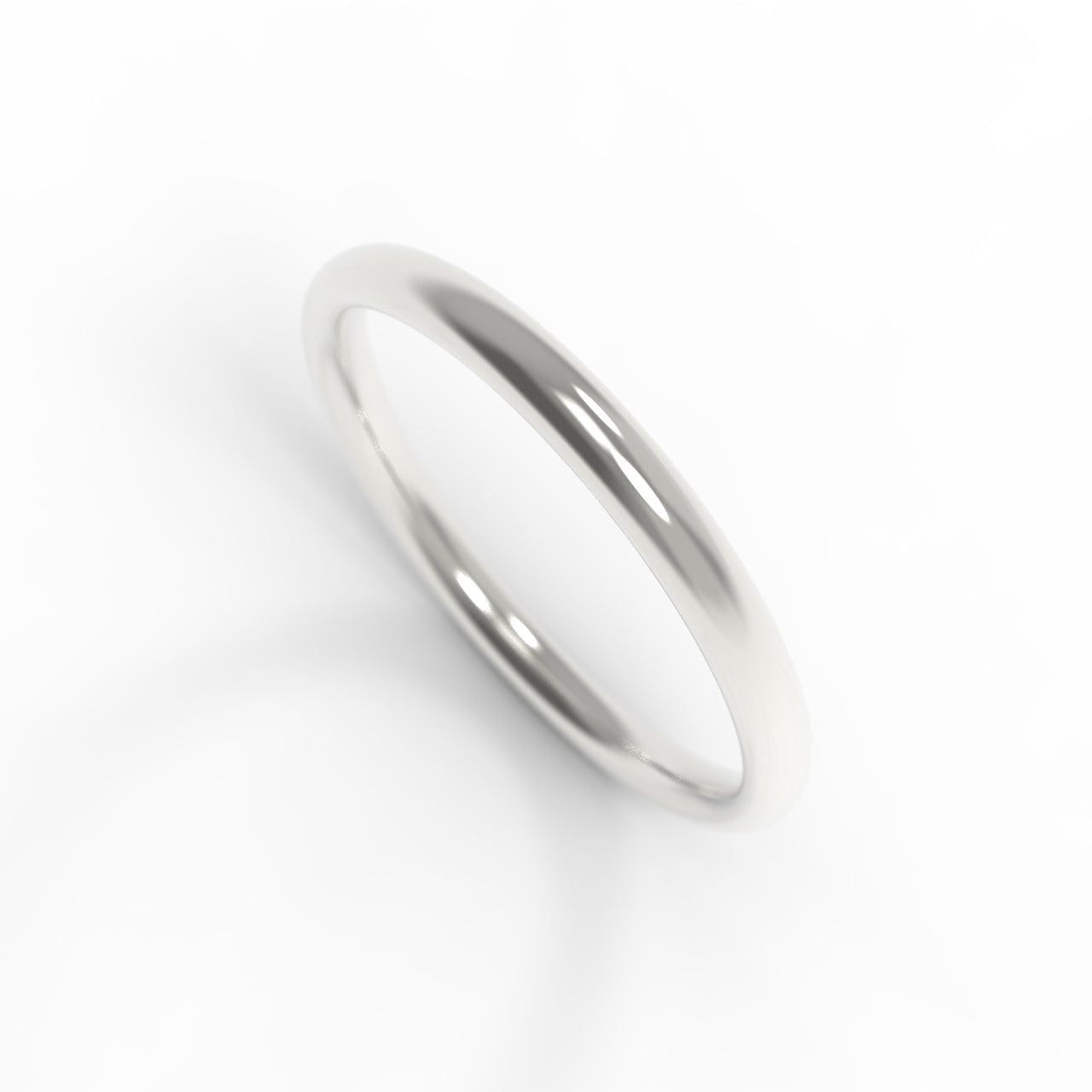 Made in Canada, 14K White Gold Wedding Band on white background.