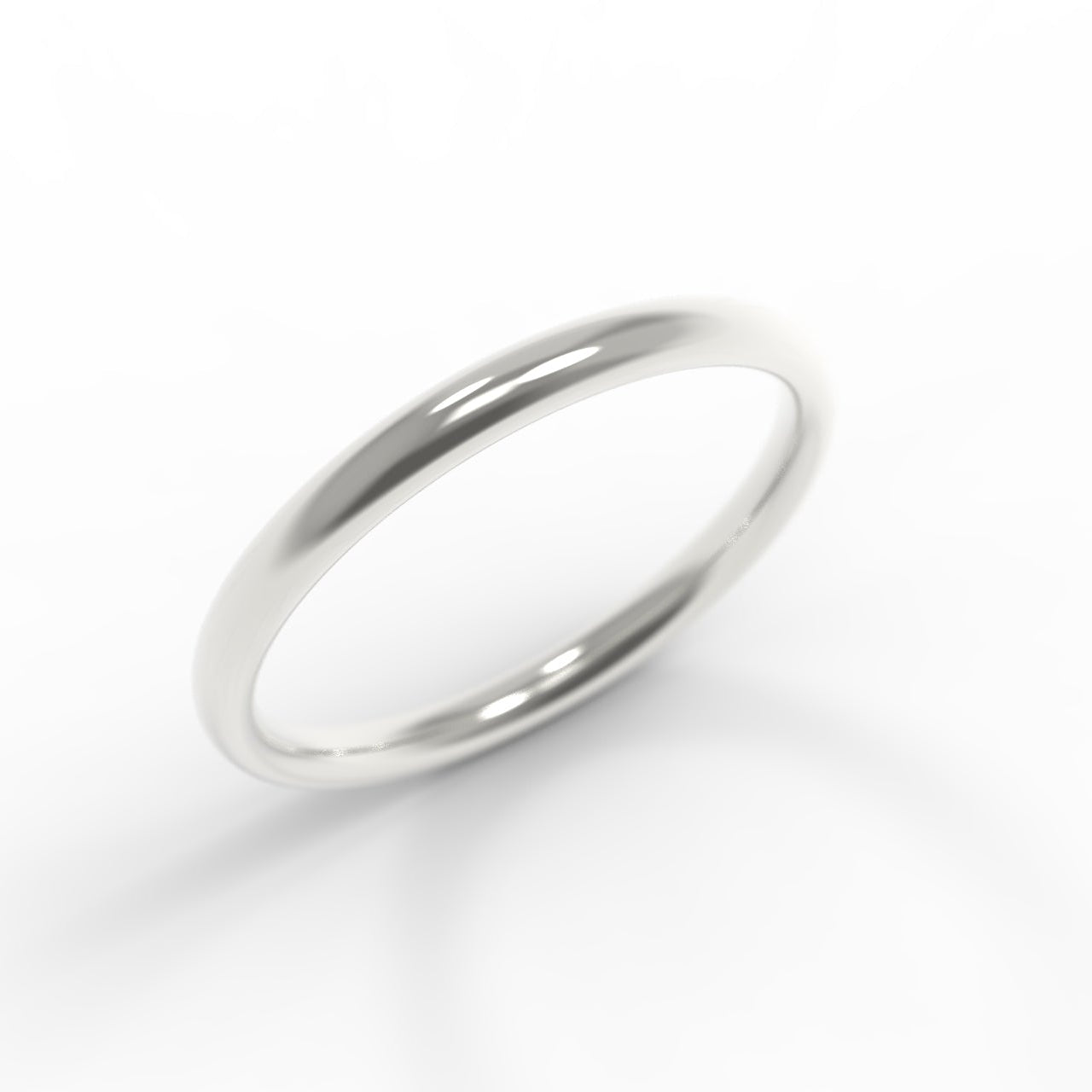 Made in Canada, 14K White Gold Wedding Band on white background.