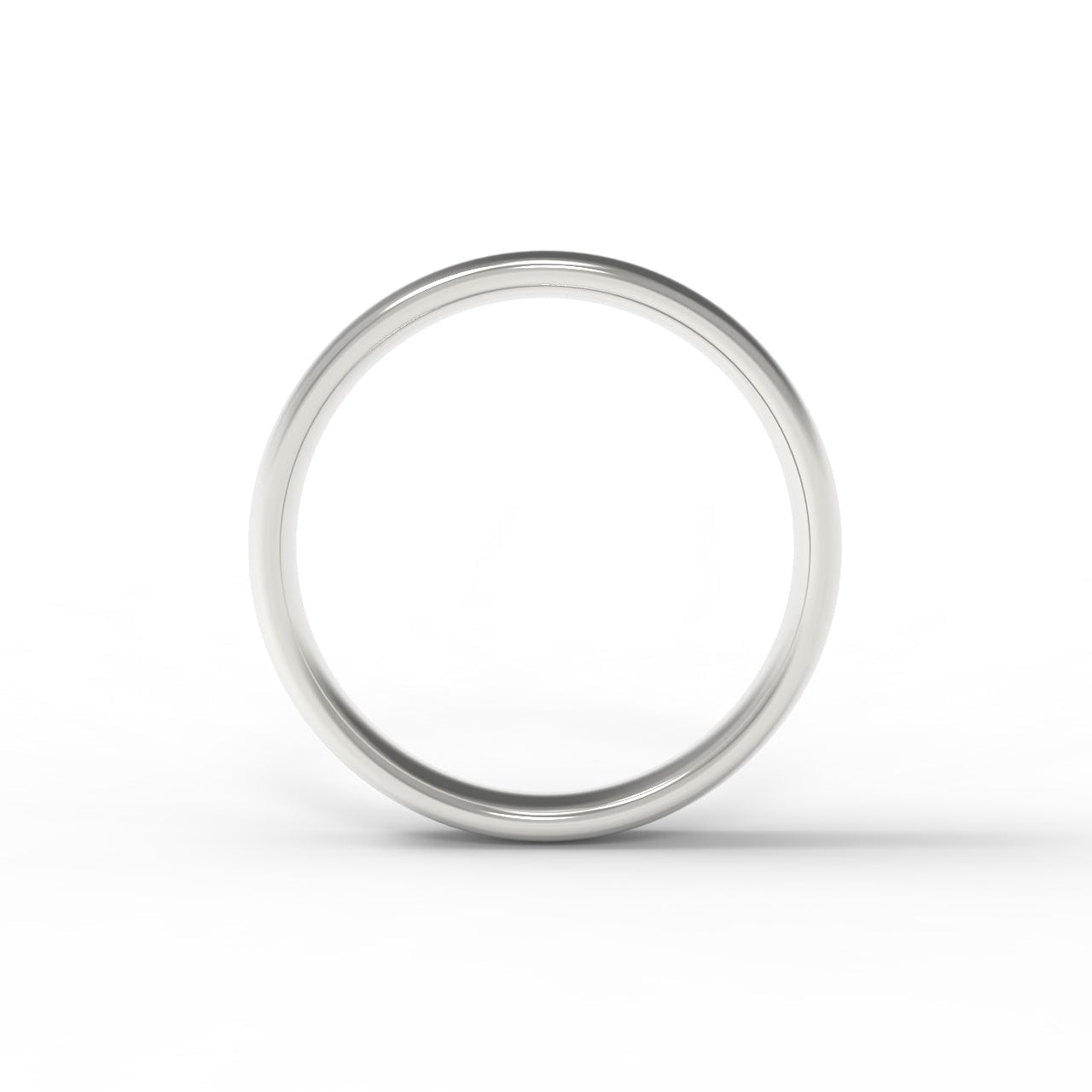 Ethically made in Canada, 14K White Gold wedding band on white background.