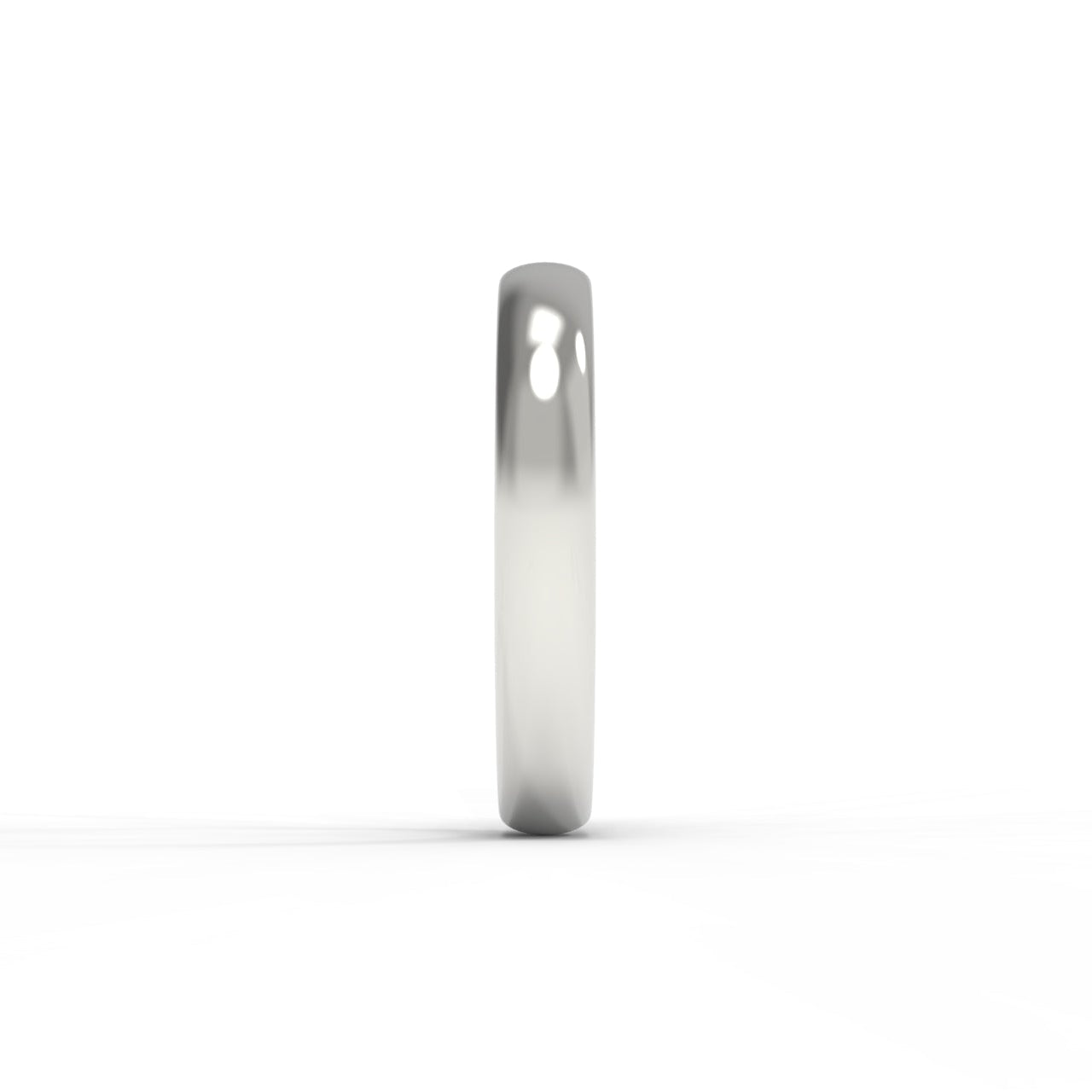 Ethically made in Canada, 14K White Gold wedding band on white background.