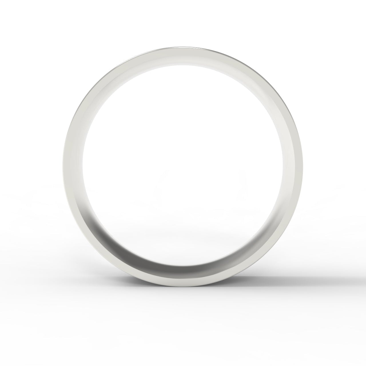 Made in Canada, Canadian Gold, 14K White Gold Wide Flat Wedding Band, on white background.