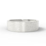 Made in Canada, Nature inspired textured 14K white gold, 6mm wide, Flat, Wedding band on white background.