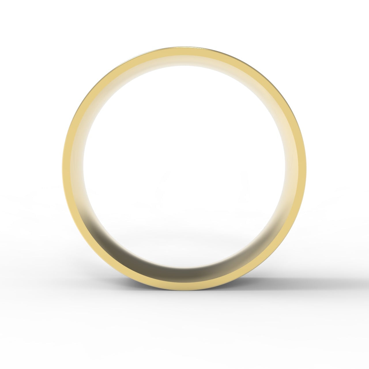 Made in Canada, Canadian Gold, 14KY Yellow Gold, 6mm Wide Flat Wedding Band on white background.