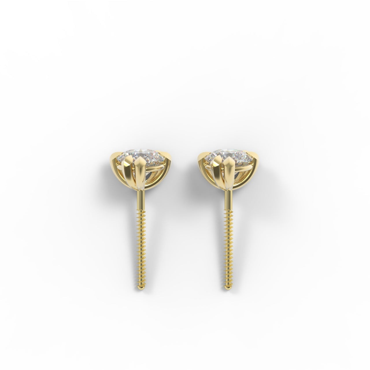 Canadian Diamond and Gold stud earrings on a white background