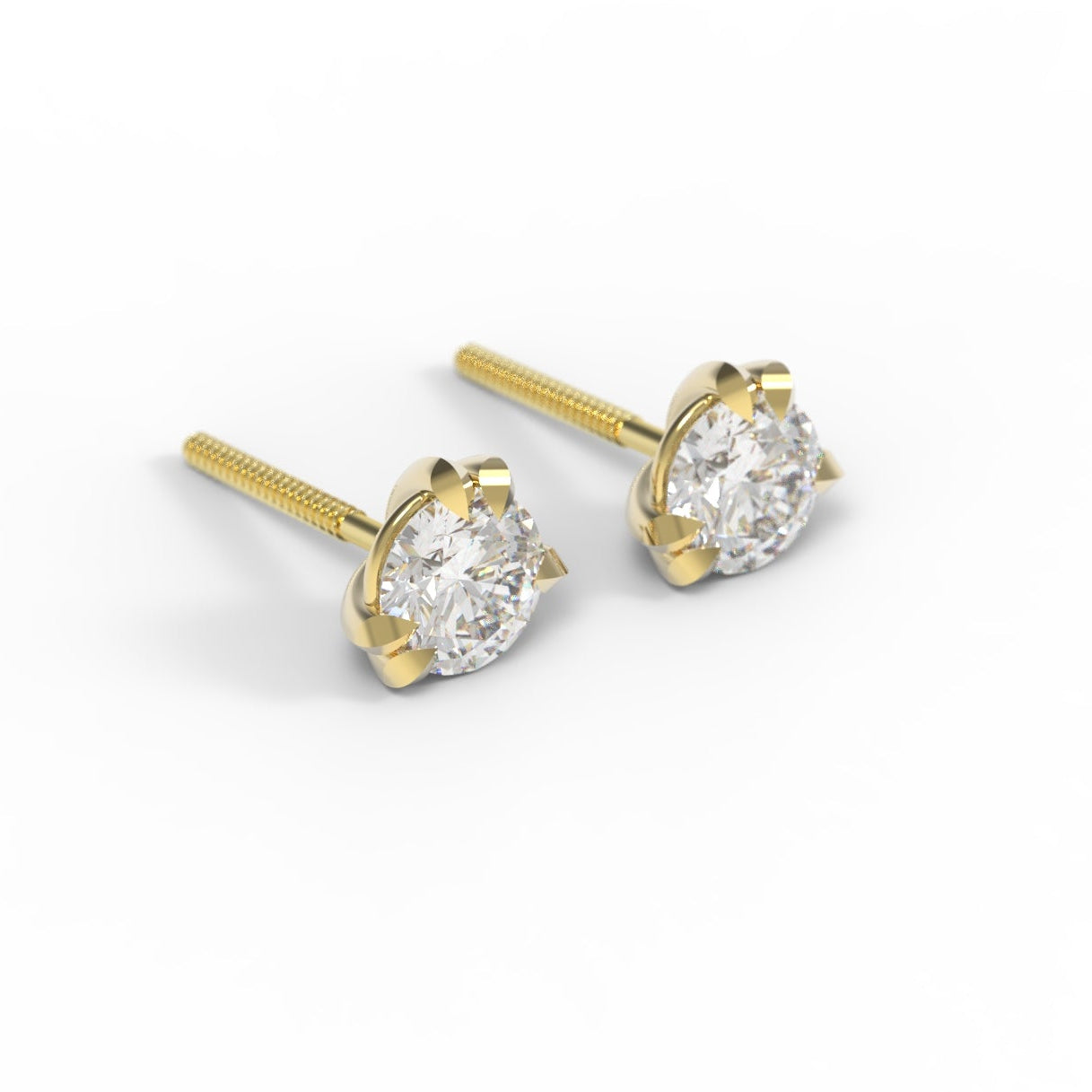 Canadian Diamond and Gold stud earrings on a white background