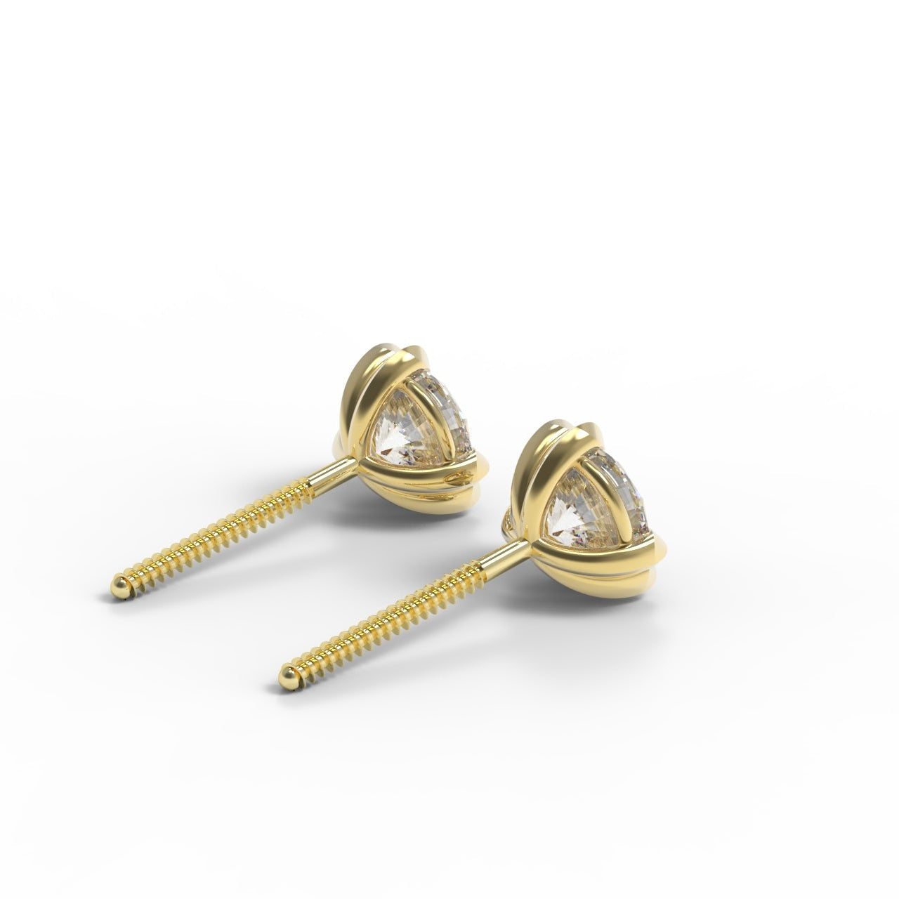Canadian Diamond and Gold stud earrings on a white background