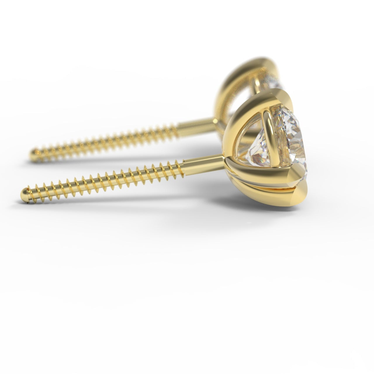 Canadian Diamond and Gold stud earrings on a white background