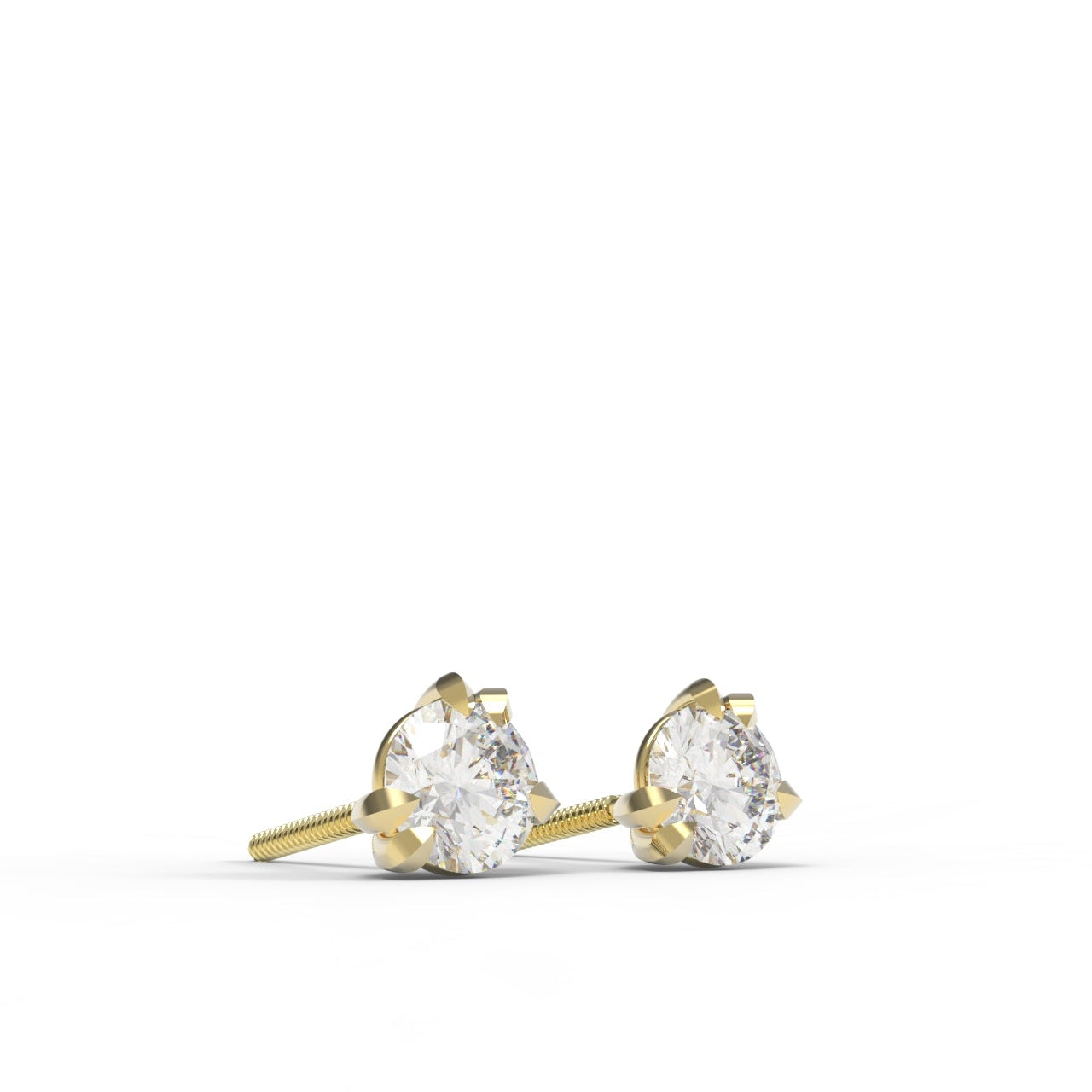Canadian Diamond and Gold stud earrings on a white background