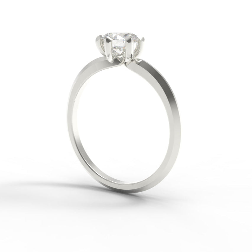 6 Claw Engagement ring with a 0.65ct diamond on a white background