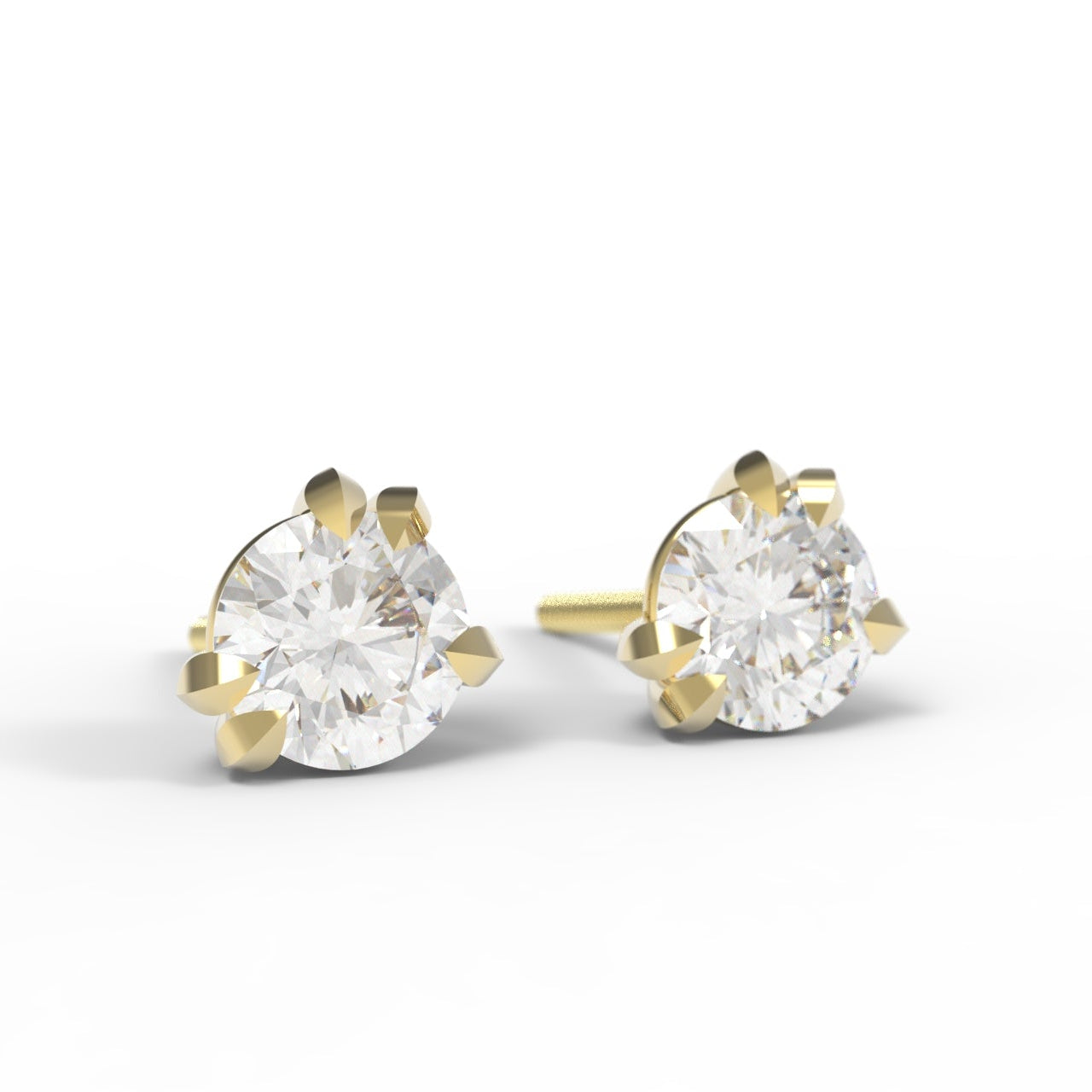 Canadian Diamond and Gold stud earrings on a white background