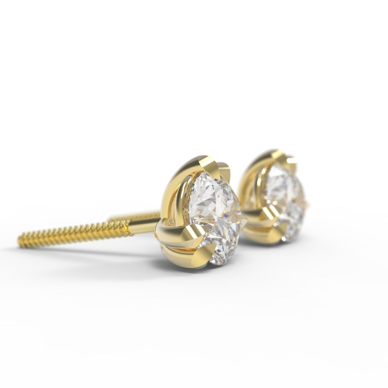 Canadian Diamond and Gold stud earrings on a white background