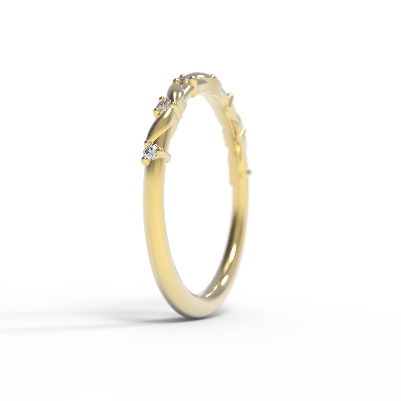 Canadian Diamond wedding band with intricate leaf details on a white background.