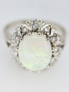Heirloom Opal & Diamond Ring - 14K White Gold
