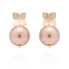 "Poppy" Flower & Pearl Studs - Yellow Gold-Fill