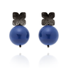 "Poppy" Flower & Pearl Studs - Black Silver
