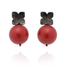"Poppy" Flower & Pearl Studs - Black Silver