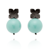 "Poppy" Flower & Pearl Studs - Black Silver